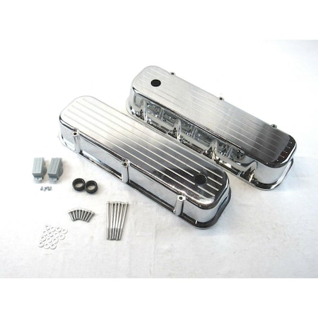 Absurdo Tall Aluminum Ball Milled Valve Cover with Hole for 1965-1995 BBC 454, Chrome AB2205862